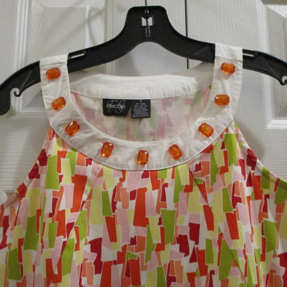 Jewel Neckline Sundress Bright Fresh Colors